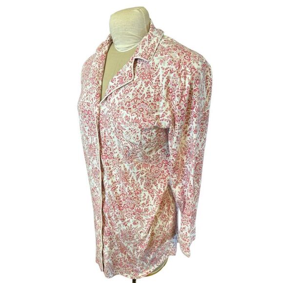 Lauren Ralph Lauren Flannel Sleep Shirt Sz. M Pink/White Floral Print. Cozy Comf - Picture 3 of 11